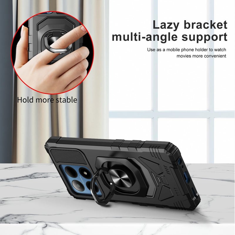 Mocotto for Boost Summit 5G Phone Case with Tempered Glass Screen Protector,Military Grade Heavy Duty Shockproof Protective Cover,with Ring Kickstand (Boost Summit 5G,Black) - Image 5